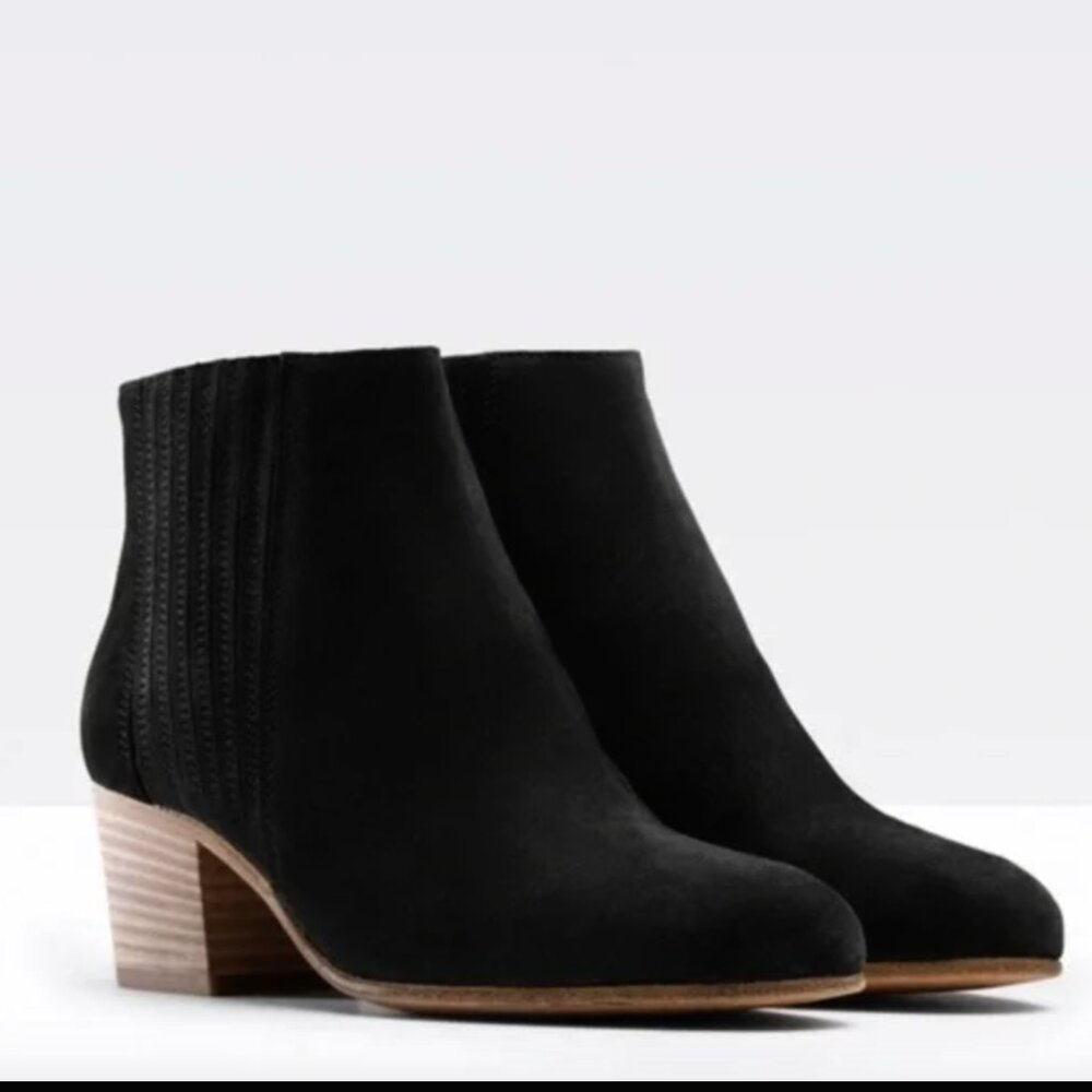 Vince Haider Black Suede Heel Ankle Boots